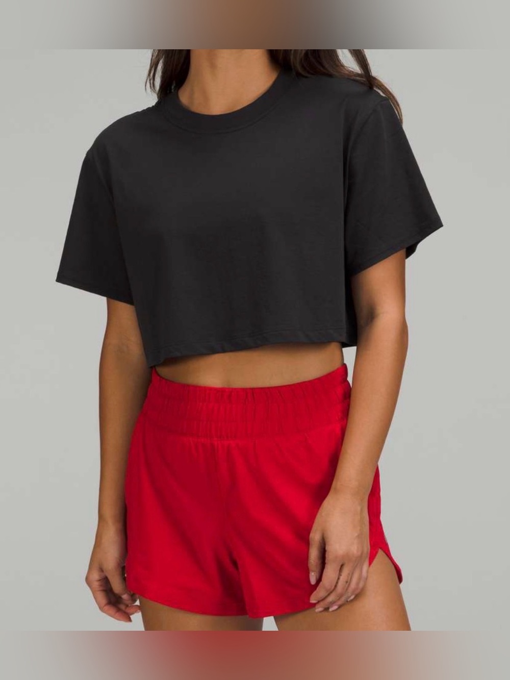 Lululemon Women 4 Black All Yours Cropped T-Shirt Athletic Activewear Athleisure